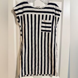 Madewell Navy and White Striped Cotton Mini Dress